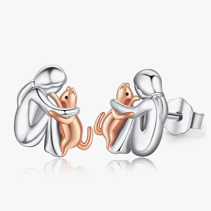 Biddy | Two-Tone Cat Hug Earrings