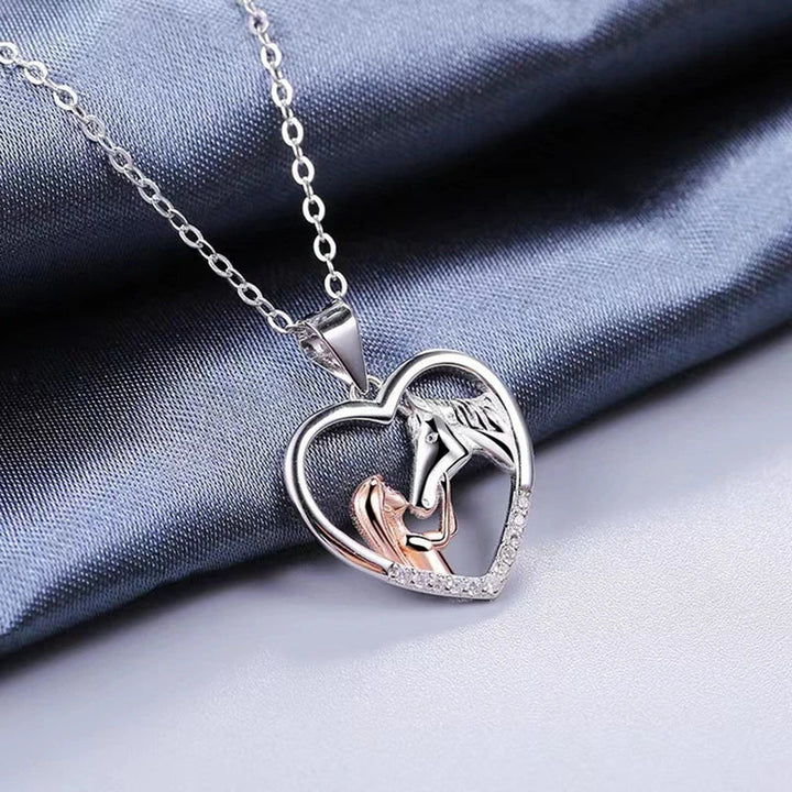 Nell | Heart Zircon Girl Horse Necklace