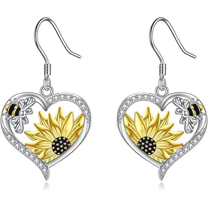 Dayanna | Sunflower Bee Heart Earrings