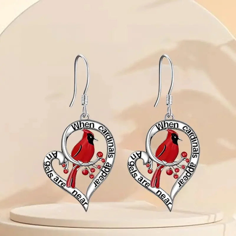 Oliva | Cardinal Heart Drop Earrings