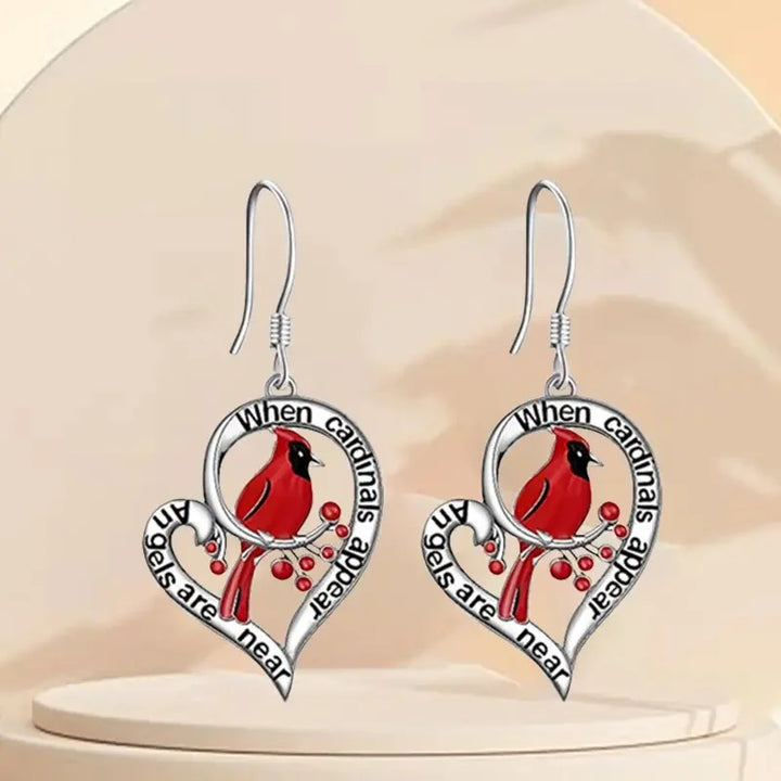 Oliva | Cardinal Heart Drop Earrings