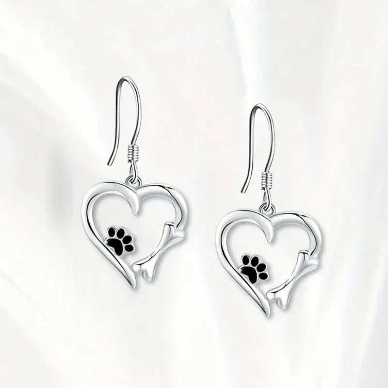 Kaycee | Silver Heart Drop Earrings