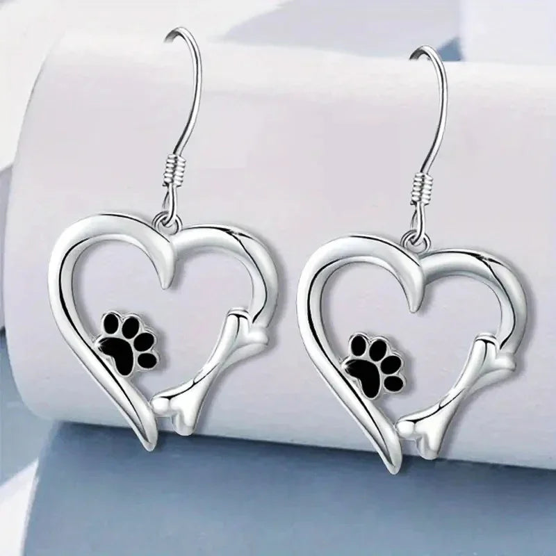 Kaycee | Silver Heart Drop Earrings