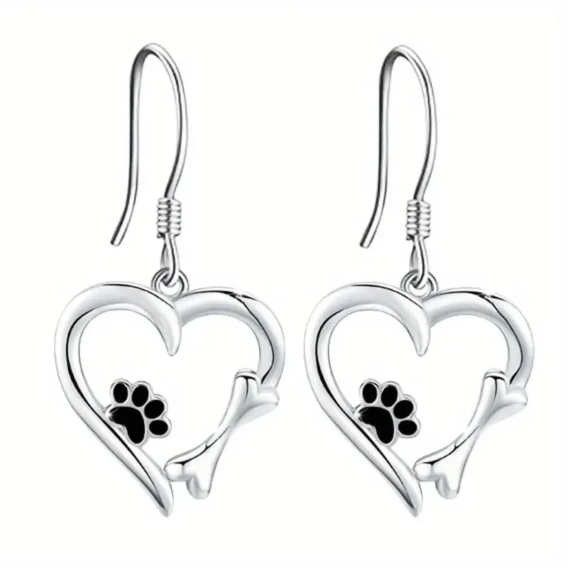 Kaycee | Silver Heart Drop Earrings