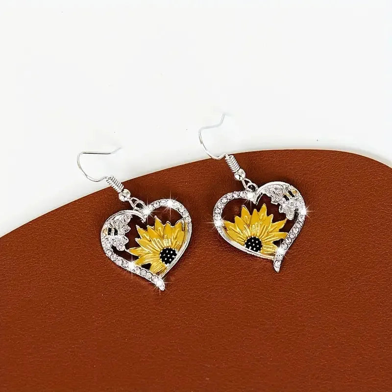 Dayanna | Sunflower Bee Heart Earrings