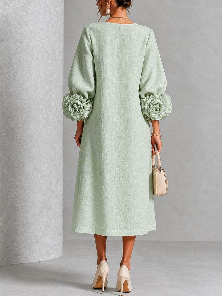 Greer | Floral-Cuff Midi Dress
