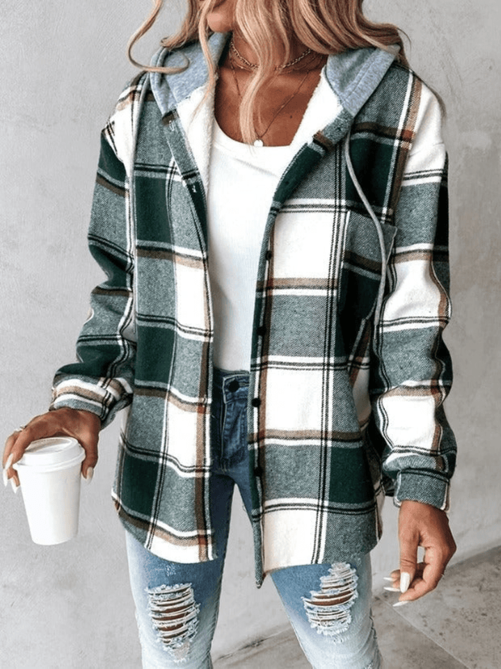 Zolene | Cozy Plaid Hooded Shacket