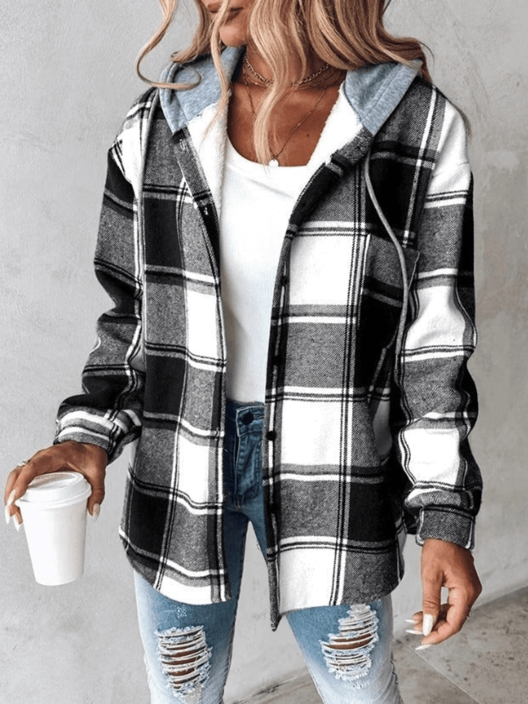 Zolene | Cozy Plaid Hooded Shacket