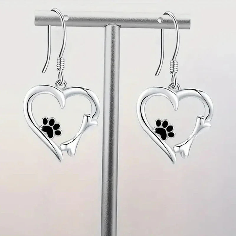 Kaycee | Silver Heart Drop Earrings