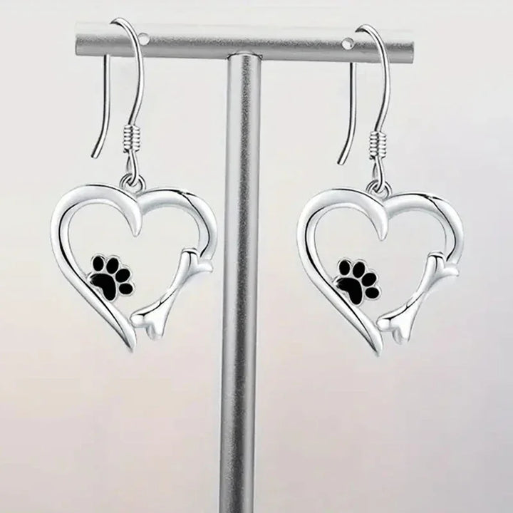 Kaycee | Silver Heart Drop Earrings