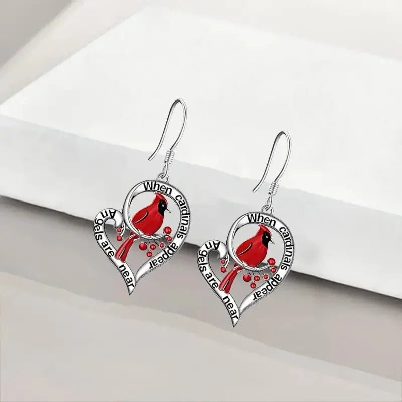 Oliva | Cardinal Heart Drop Earrings