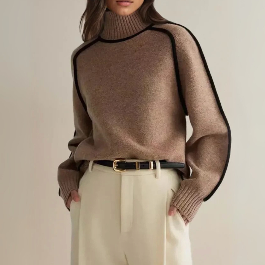 Corenne | Piped Turtleneck Sweater