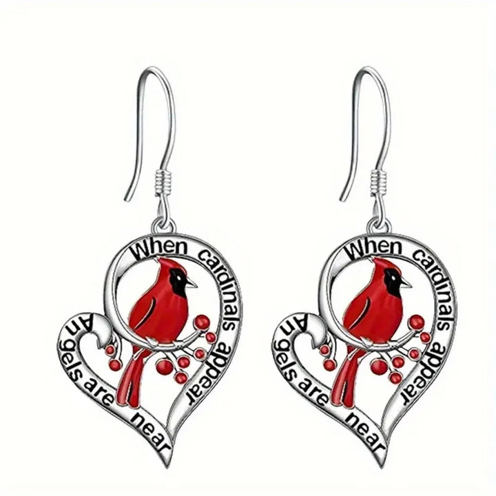 Oliva | Cardinal Heart Drop Earrings