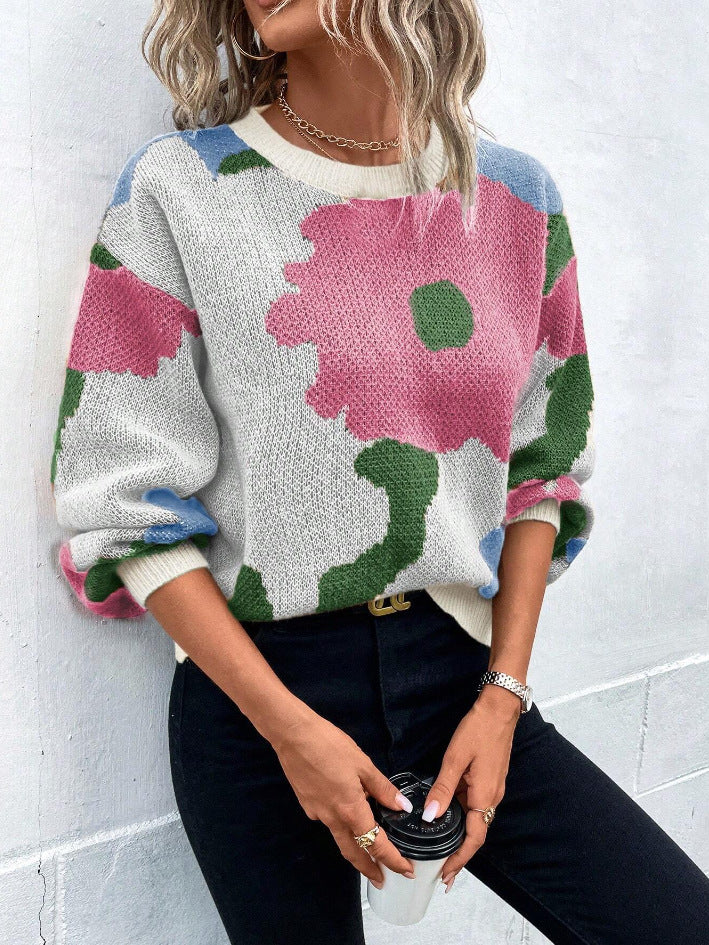 Vivianna | Artful Floral Knit Sweater