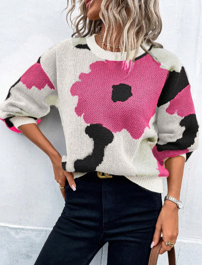 Vivianna | Artful Floral Knit Sweater