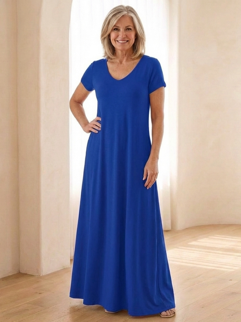 Sabrina | Short Sleeve Pocket Maxi Dress
