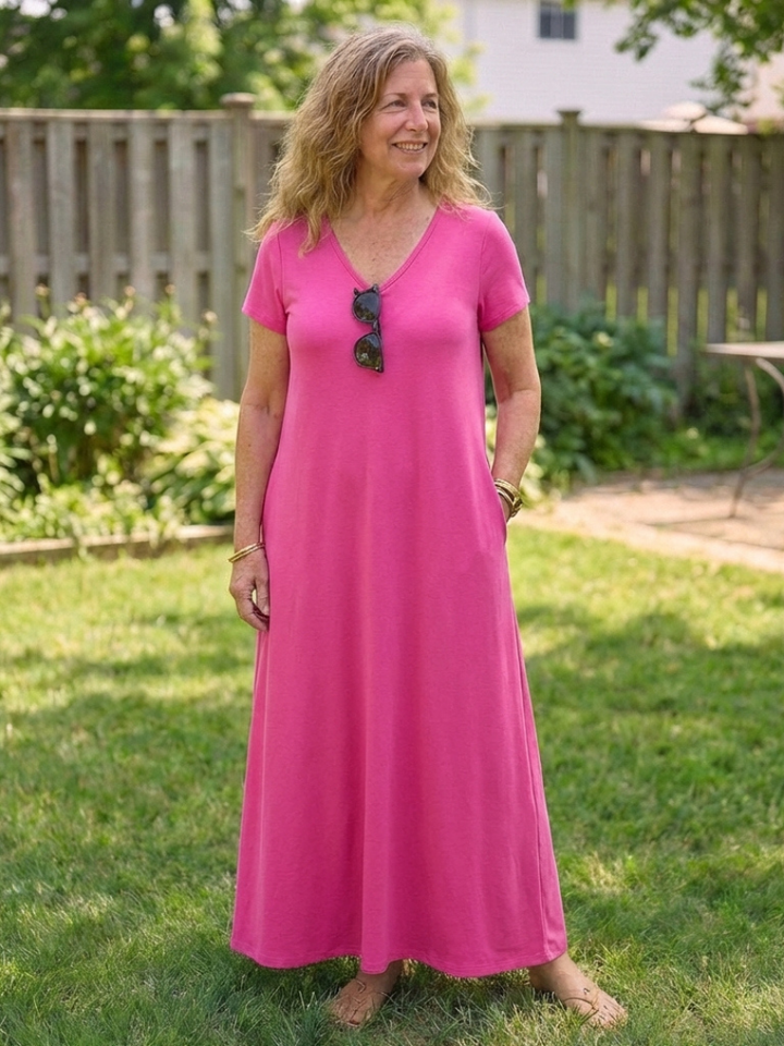 Sabrina | Short Sleeve Pocket Maxi Dress