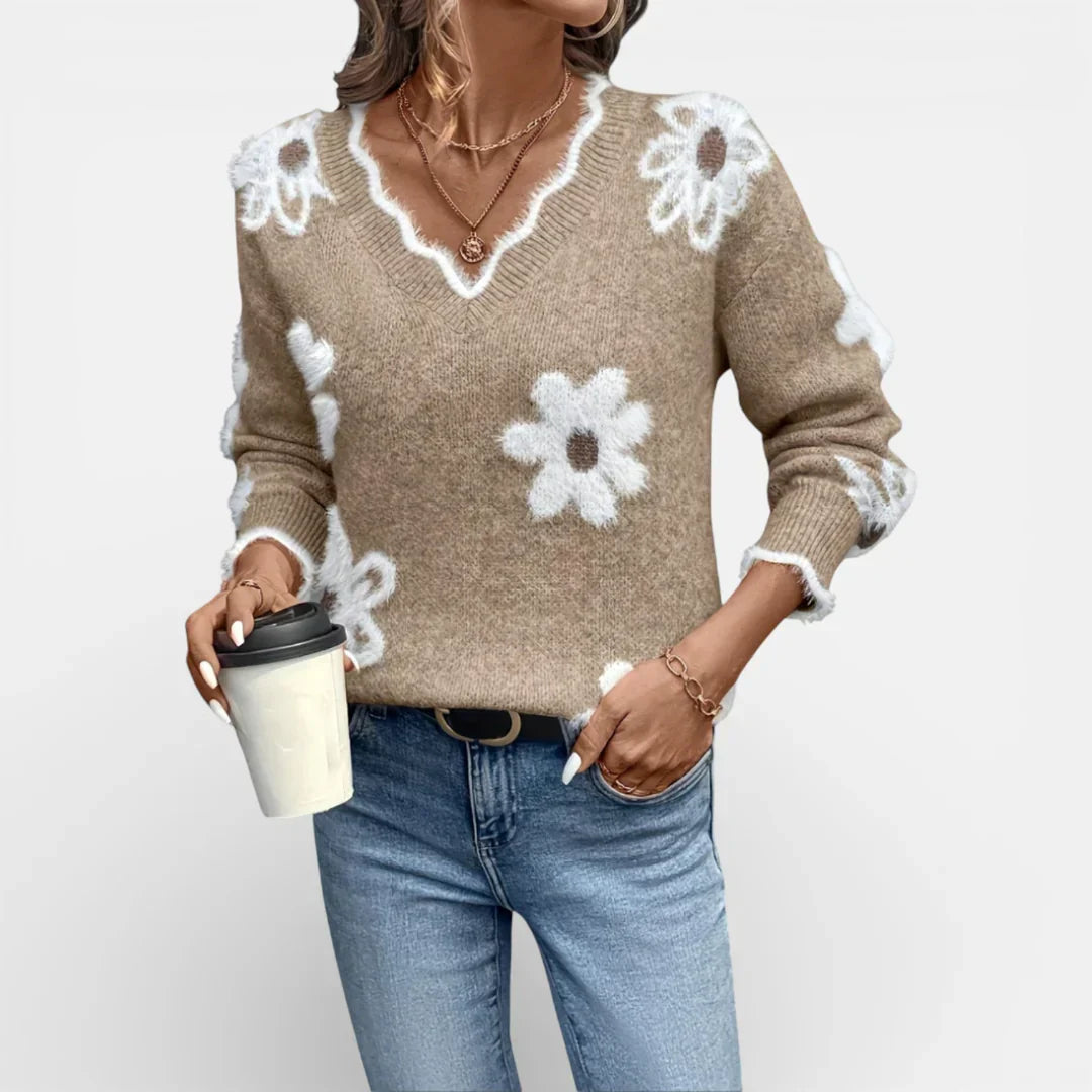 Angeline | Elegant Floral Print Sweater