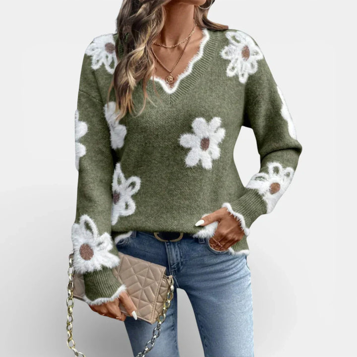 Angeline | Elegant Floral Print Sweater