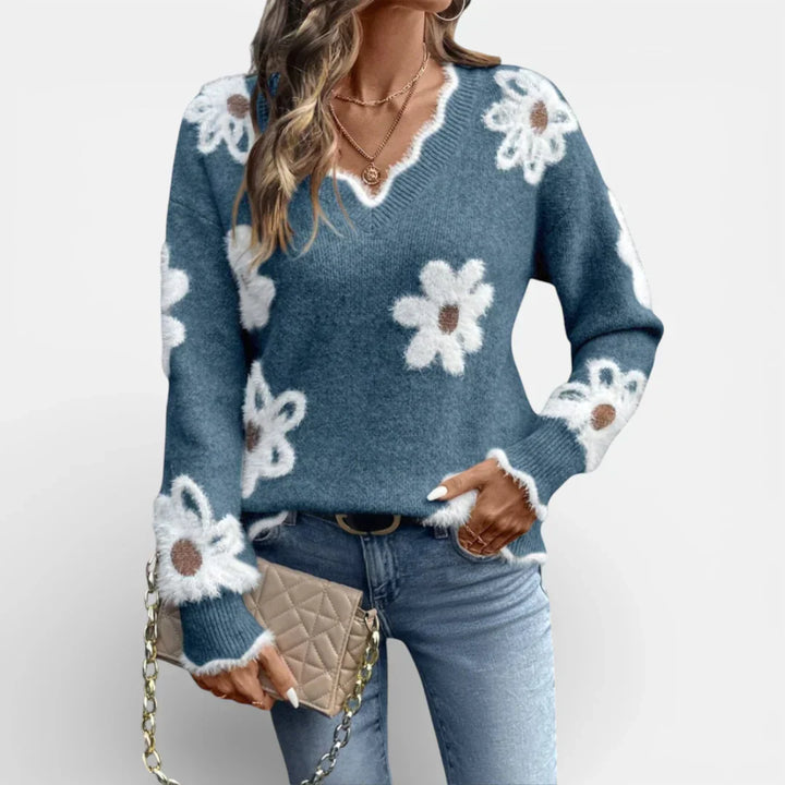 Angeline | Elegant Floral Print Sweater