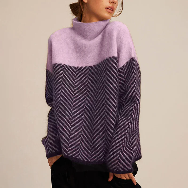 Breanne | Chevron Funnel-Neck Sweater