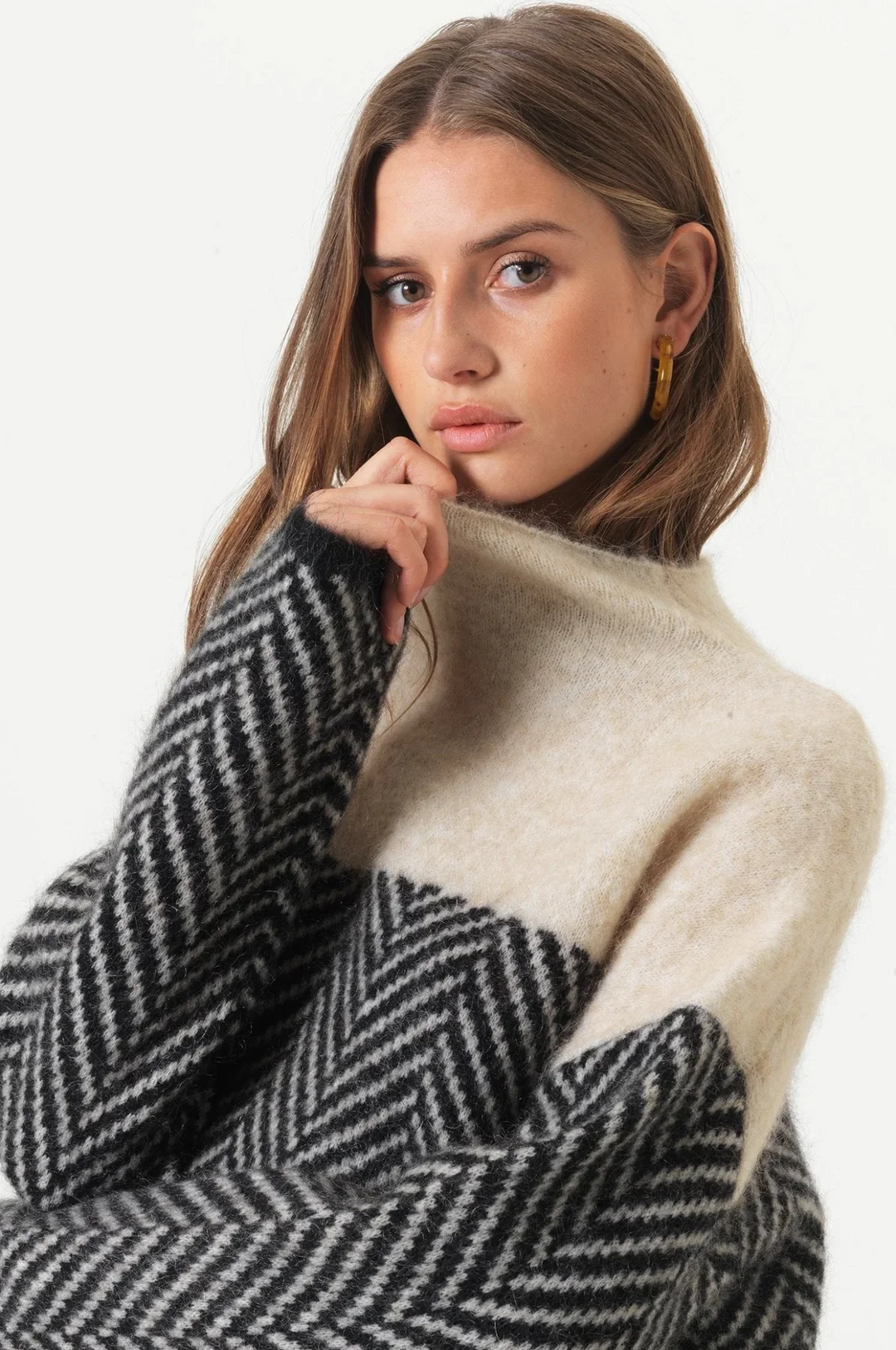 Breanne | Chevron Funnel-Neck Sweater