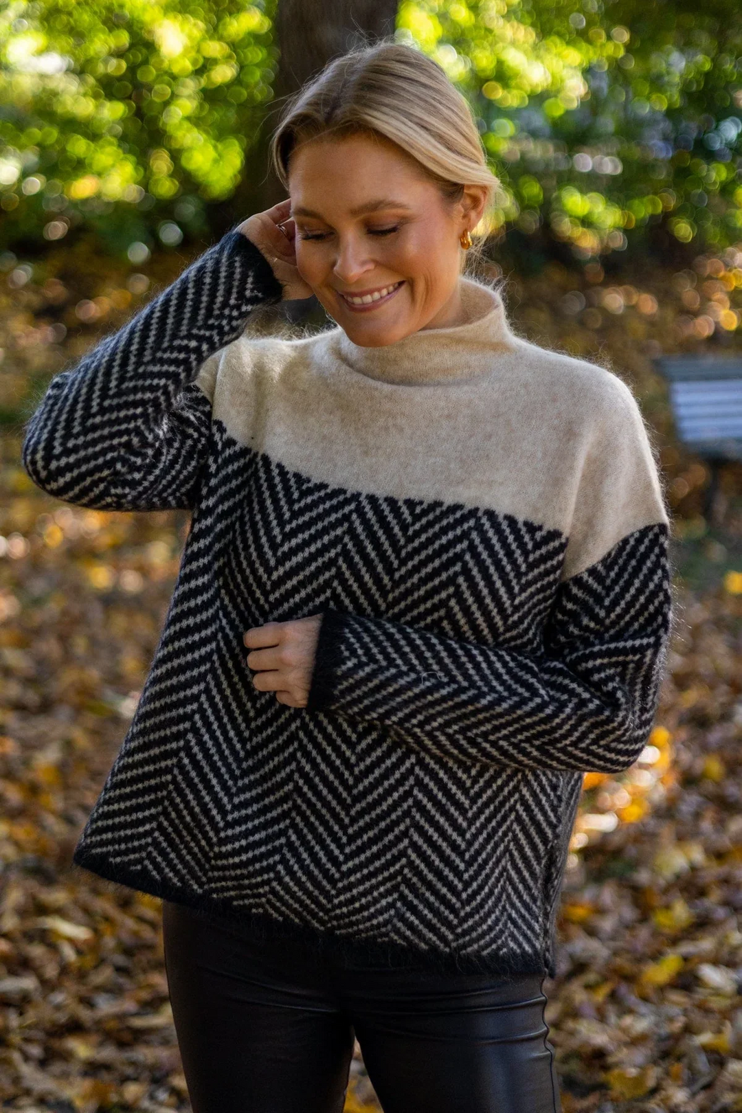 Breanne | Chevron Funnel-Neck Sweater