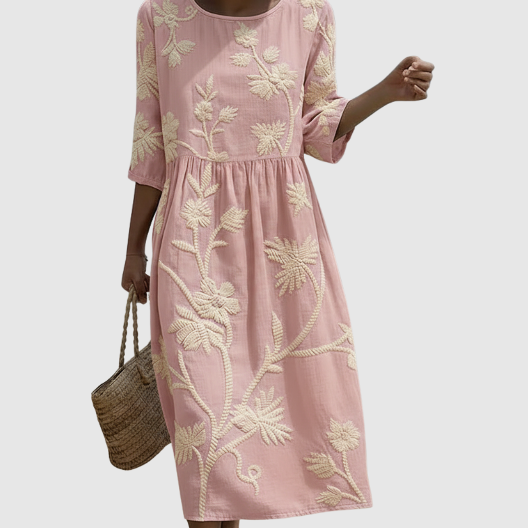 Phoebe | Plant & Flower Print Midi Dress
