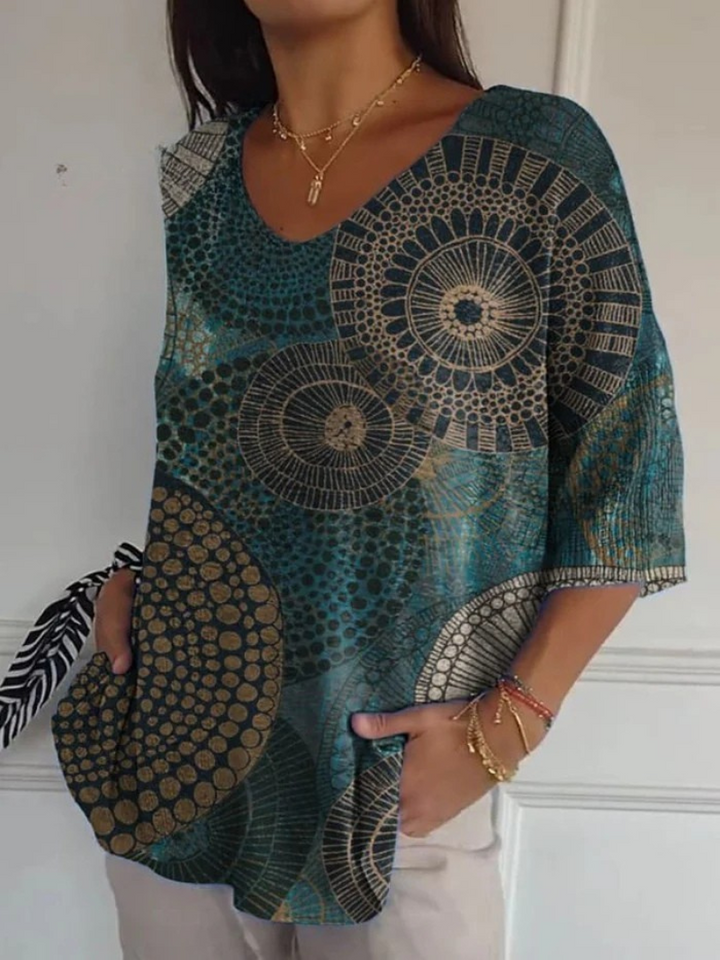 Delilah | Women's Vintage Circle Totem Abstract Geometry Casual Pullover Knit