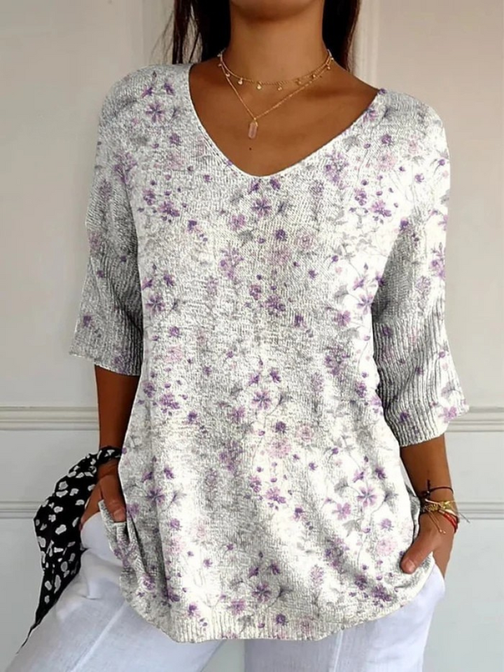 Bethany | Women's Vintage Floral Art Casual Pullover Knit