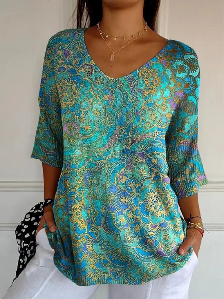 Bridget | Women's Retro Art Print Casual Pullover Knit