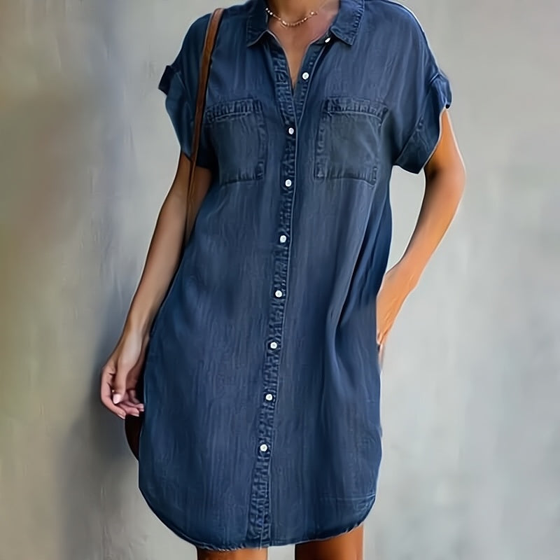 Luna | Casual Button Denim Shirt Dress