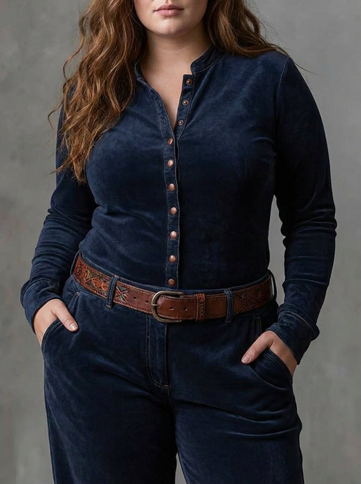Leonora | Vintage Long Dress in Navy Blue Suede Check (Includes Belt)