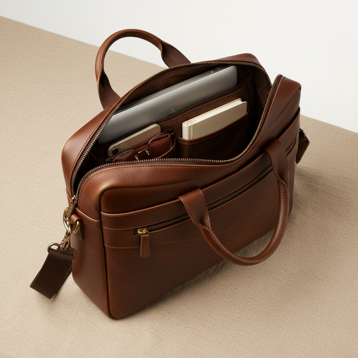 Helene | Slim Leather Briefcase