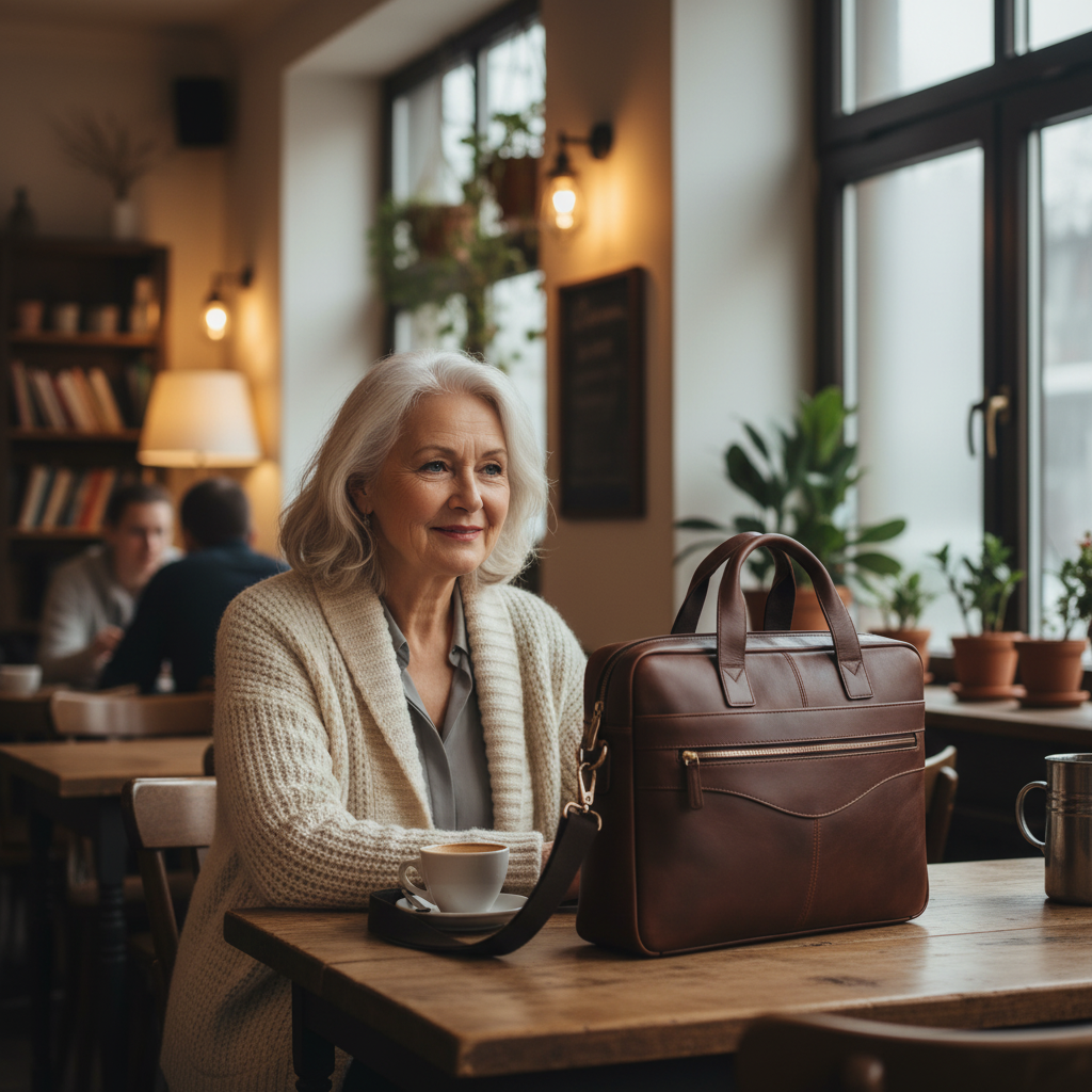 Helene | Slim Leather Briefcase