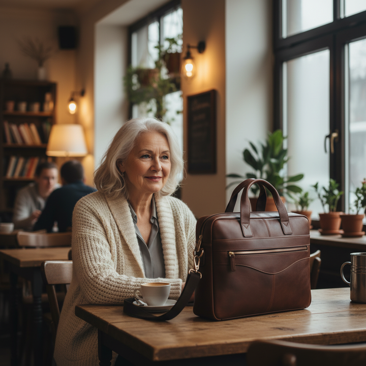 Helene | Slim Leather Briefcase