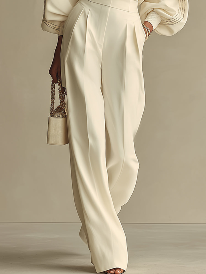 Selena | Ribbed Set with Wide Pants
