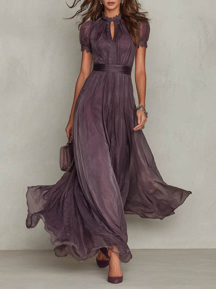 Charlotte | Elegant Purple Chiffon Keyhole Maxi Dress