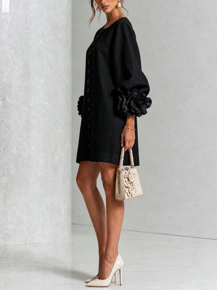 Peggy | Floral-Cuff Button Dress