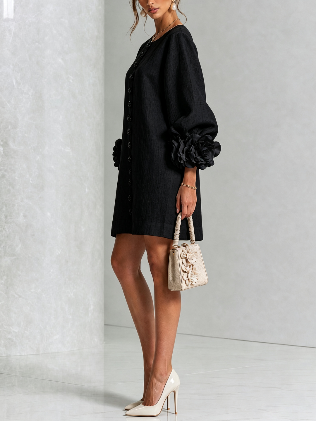 Elyse | Floral-Cuff Button Dress
