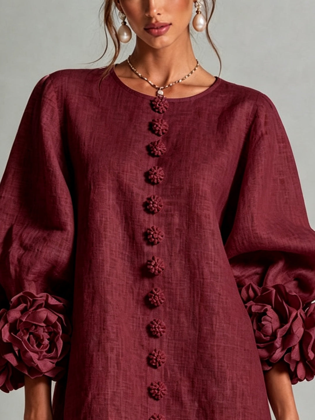 Zephanie | Rosette Cuff Mini Dress