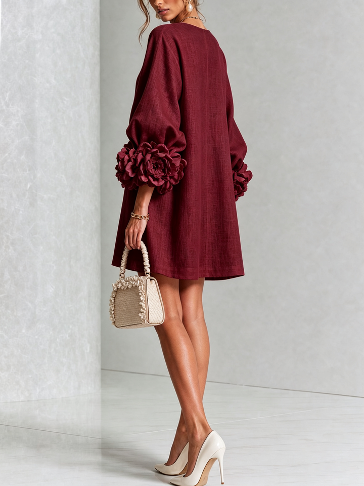 Zephanie | Rosette Cuff Mini Dress