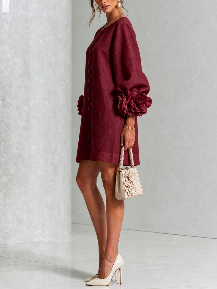 Zephanie | Rosette Cuff Mini Dress