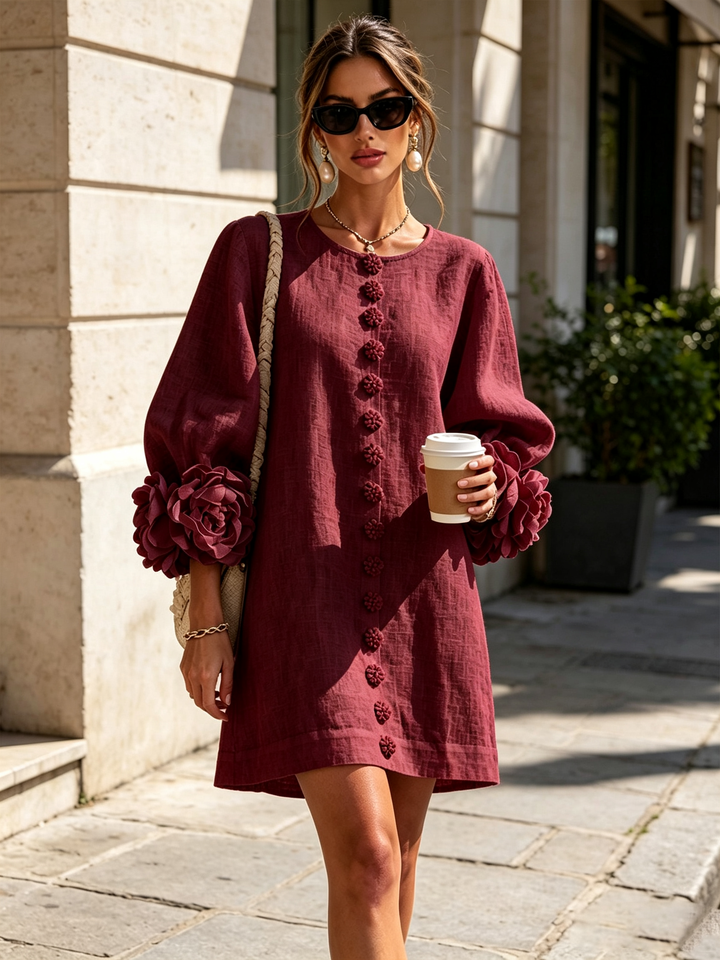 Zephanie | Rosette Cuff Mini Dress