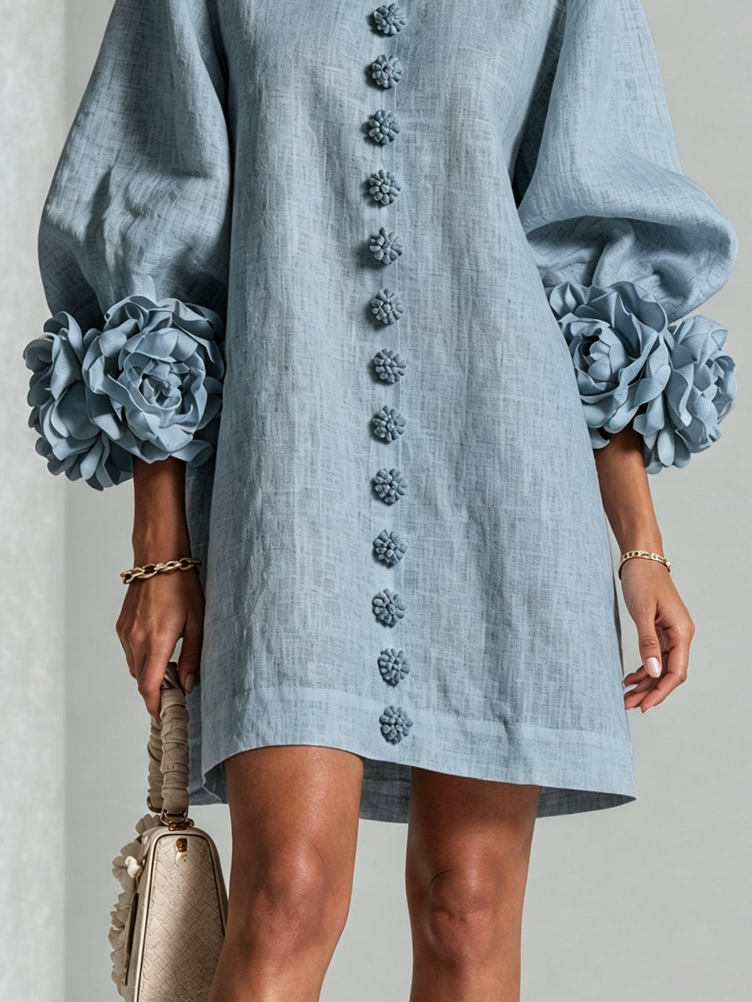 Clair | Floral-Trimmed Mini Dress