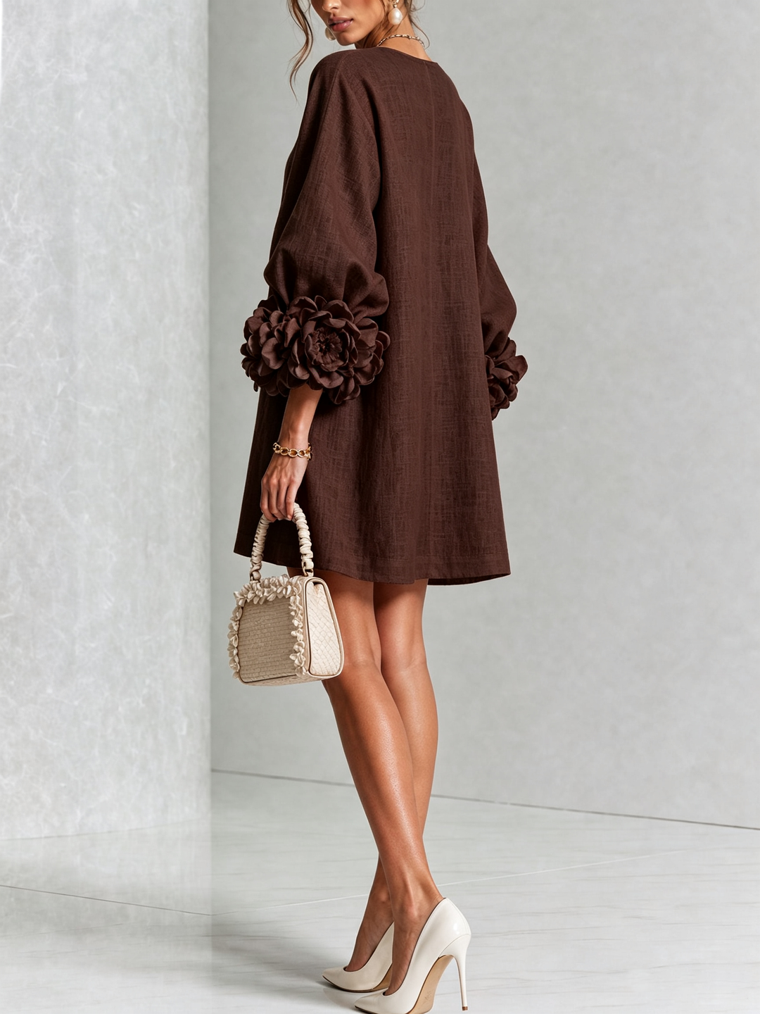 Dolly | Rosette-Cuff Mini Dress