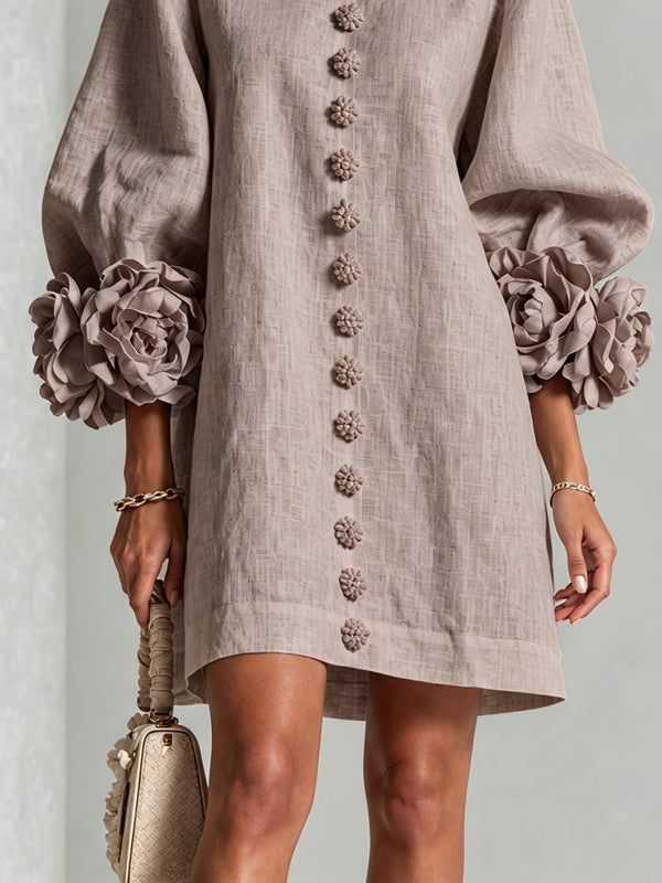 Zephania | Floral Cuff Button Dress