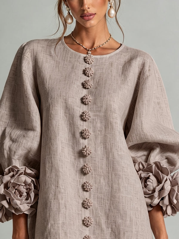 Zephania | Floral Cuff Button Dress