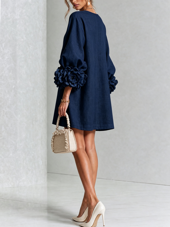 Peggy | Floral-Cuff Button Dress