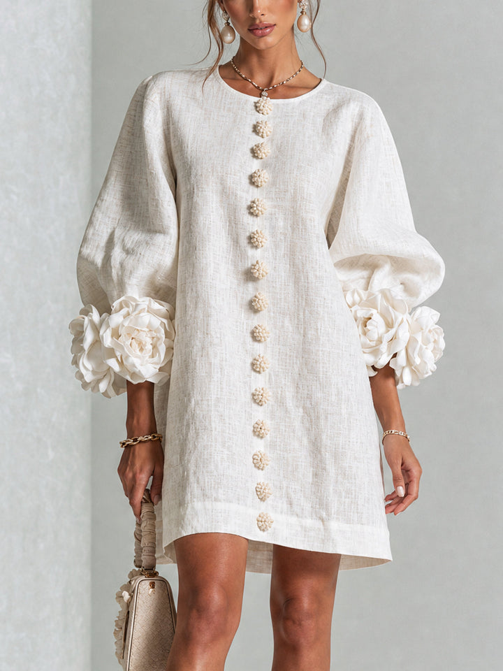Peggy | Floral-Cuff Button Dress
